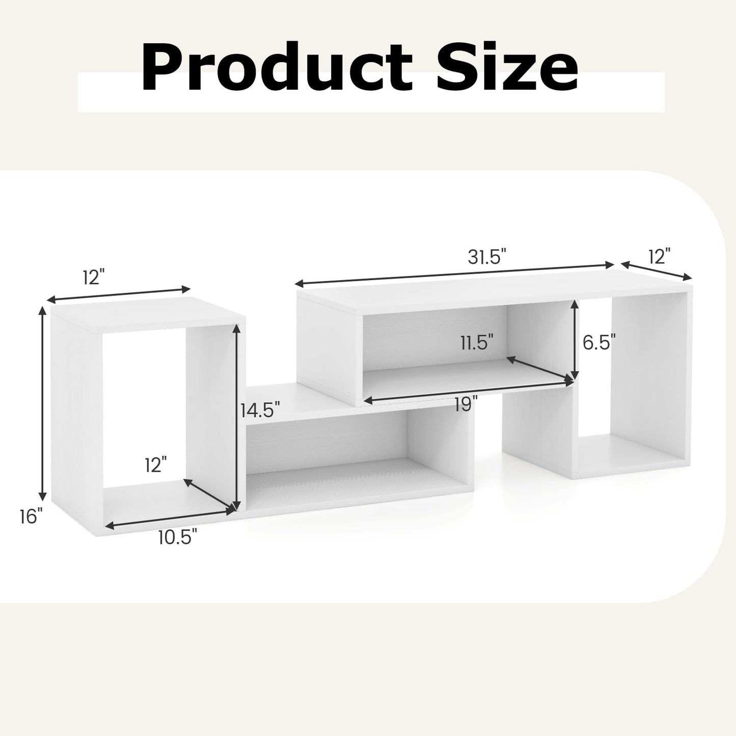 Tangkula 2 Pieces L Shaped TV Stand for Living Room