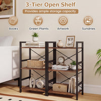 Tangkula 16.5" Width Wooden Open Bookcase with Metal Frame