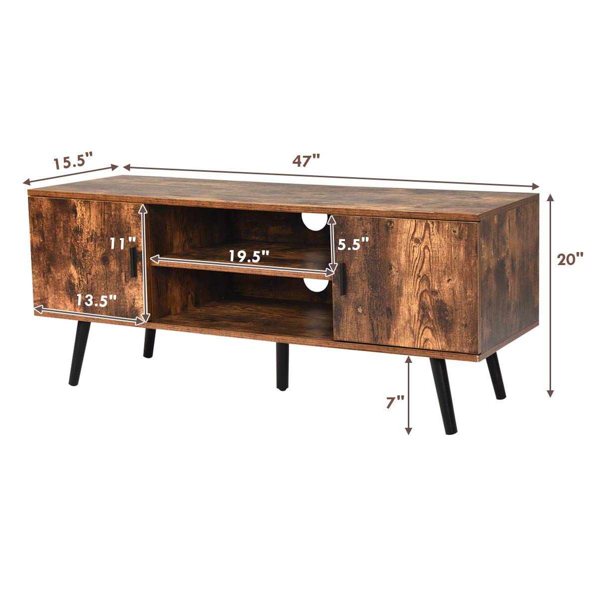 Tangkula Retro TV Stand for TVs up to 55 Inches