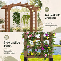 Tangkula 90" Wood Garden Arch Trellis for Backyard Lawn Patio Garden Entrance