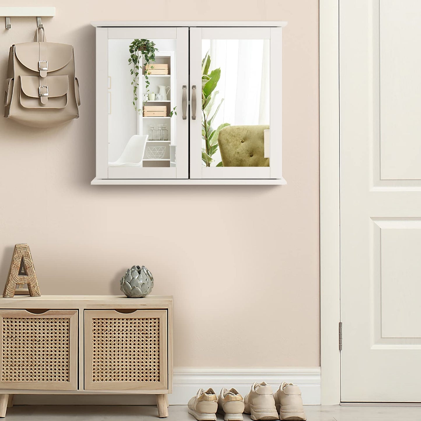 Tangkula Medicine Cabinet with Double Mirror Doors