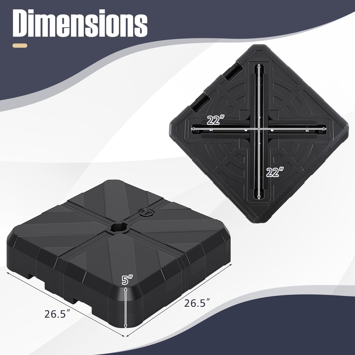 Tangkula Cantilever Umbrella Base Heavy Duty Fillable Weighted Offset Umbrella Stand