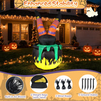 Tangkula 6 FT Animated Halloween Lighted Inflatable Kicking Witch