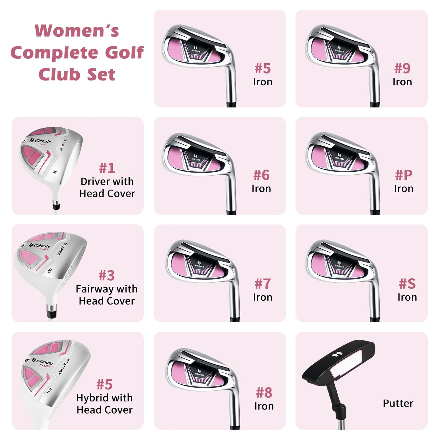 Tangkula Complete Golf Club Set for Women, Golf Club Package Set with 460CC