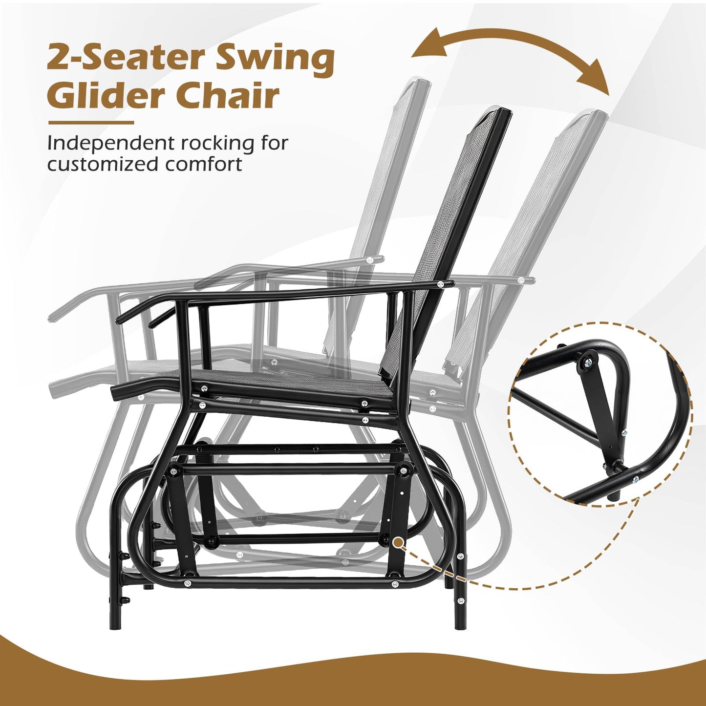 Tangkula Patio 2 Person Swing Glider Chair