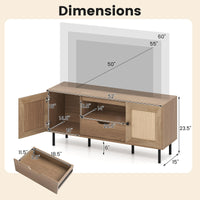 Tangkula Boho TV Stand for 50 55 60 Inch TV 52” Wooden Entertainment Center