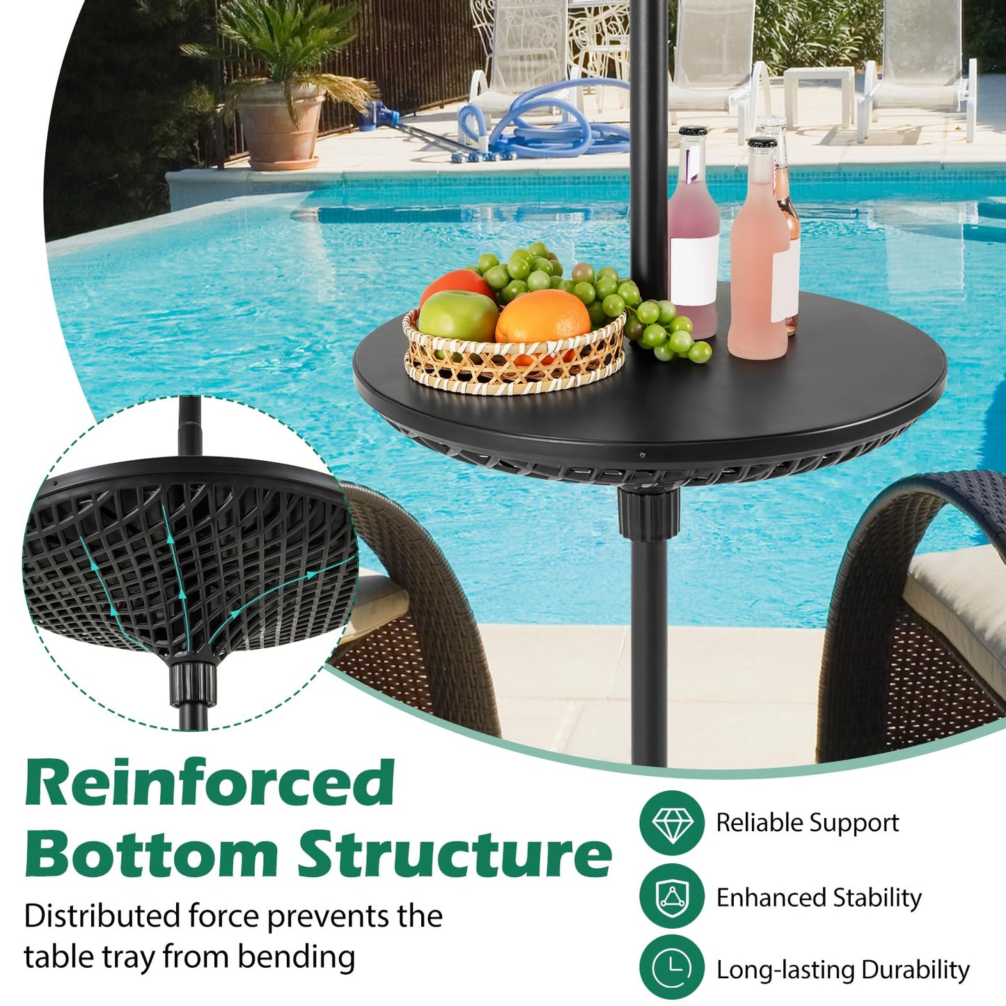Tangkula Outdoor Umbrella Table Tray