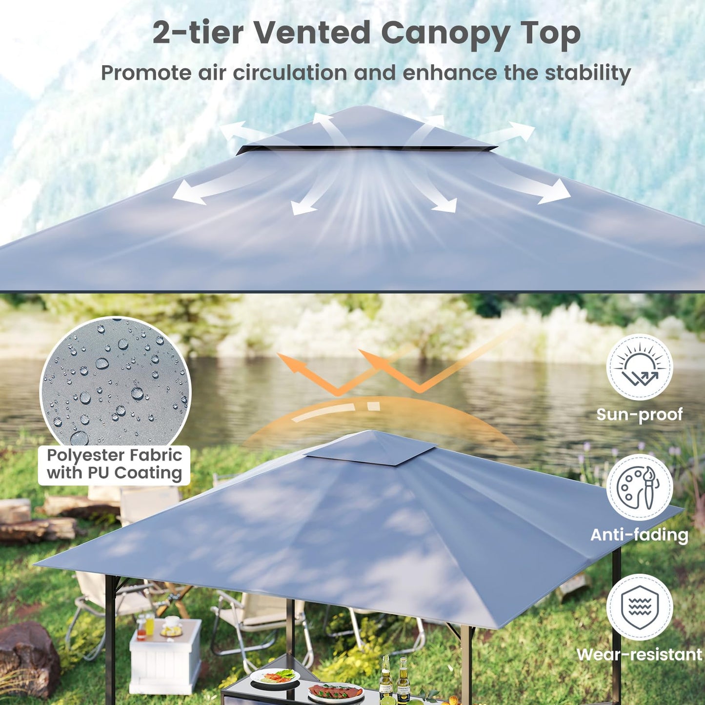 Tangkula 3 Piece Patio Bar Set for BBQ Party Poolside Garden
