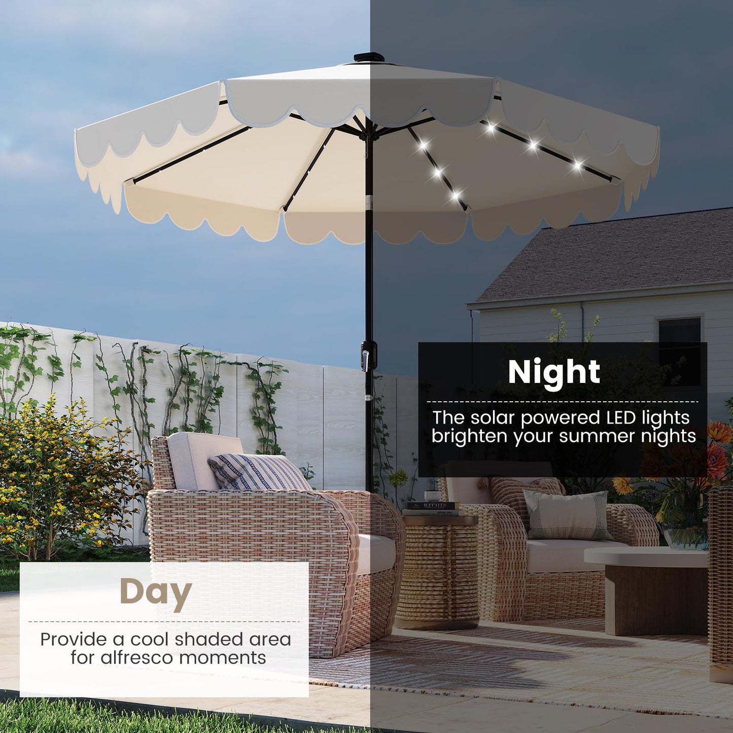 Tangkula 9.5 FT Solar Patio Umbrella