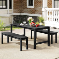 Tangkula HDPE Outdoor Bench 2-3 Person Patio Bench