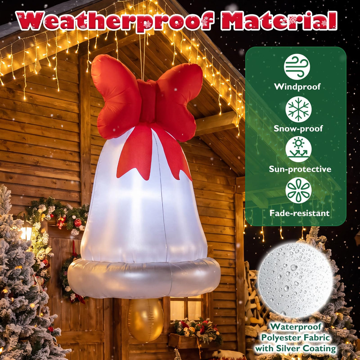 Tangkula 6.1 FT Giant Inflatable Christmas Bell Outdoor Decoration