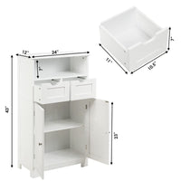 Tangkula Bathroom Floor Cabinet, Storage Cabinet w/One Open Shelf Two Doors and Two Adjustable Drawers, Standing Cupboard for Kitchen
