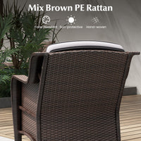 Tangkula 3 Pieces Outdoor Patio Furniture Set, Patiojoy PE Rattan Wicker Chairs with Cushions and Tempered Glass Coffee Table