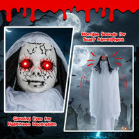 Tangkula 6.4 FT Halloween Animated Hanging Swinging Girl Creepy Doll
