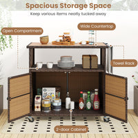 Meuble de rangement d'extérieur Tangkula en rotin avec comptoir en bois d'acacia