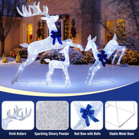 Tangkula 3 Pieces Lighted Christmas Reindeer for Lawn Yard Garden