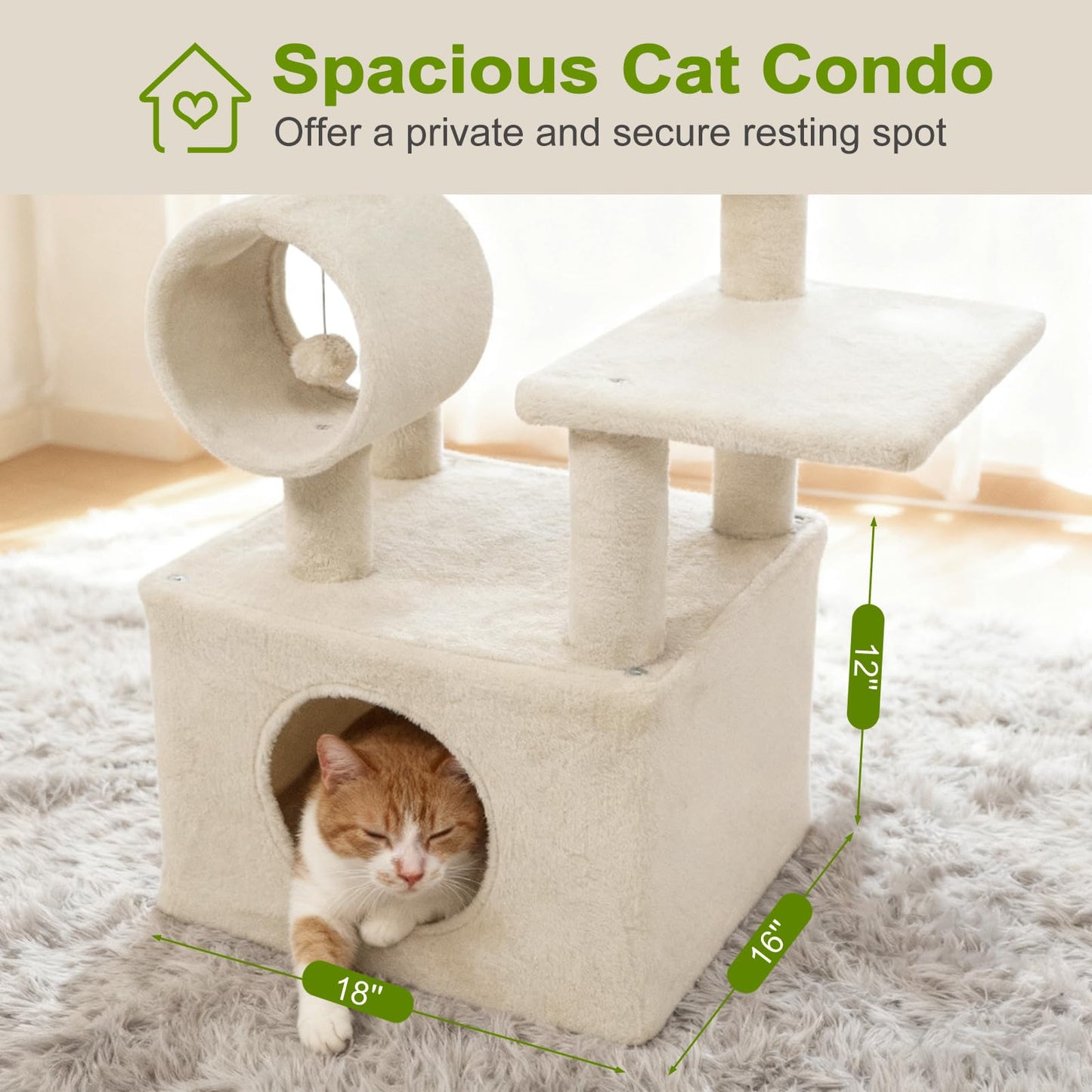 Tangkula Arbre à chat multi-niveaux de 122 cm avec grande niche et 3 plateformes de saut