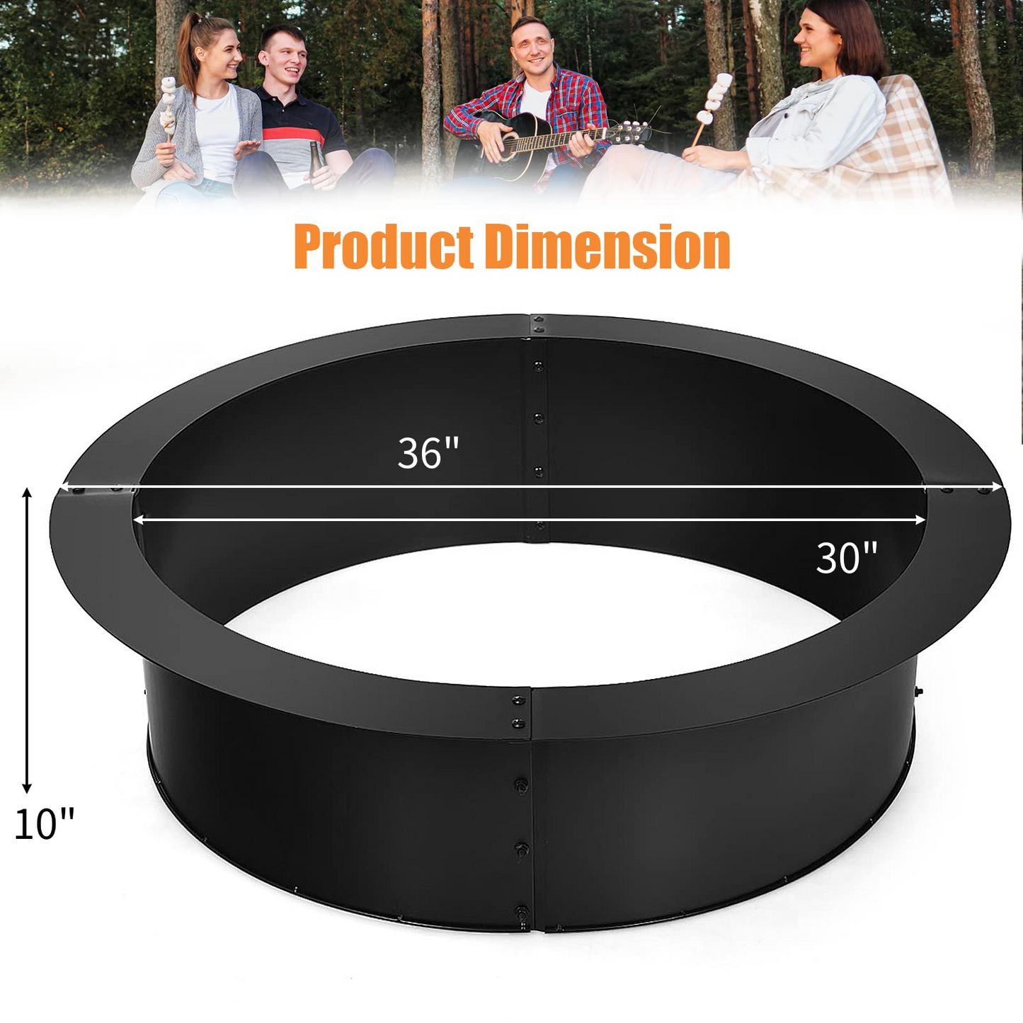 Tangkula Fire Pit Ring, 36-Inch Outer