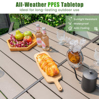 Tangkula Outdoor Rectangle Dining Table, 59” x 35” Large Outside Table with Metal Legs