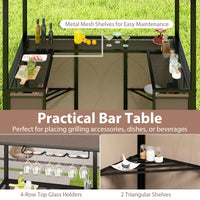 Tangkula 3 Piece Patio Bar Set with Awning for Patio Poolside Garden Backyard