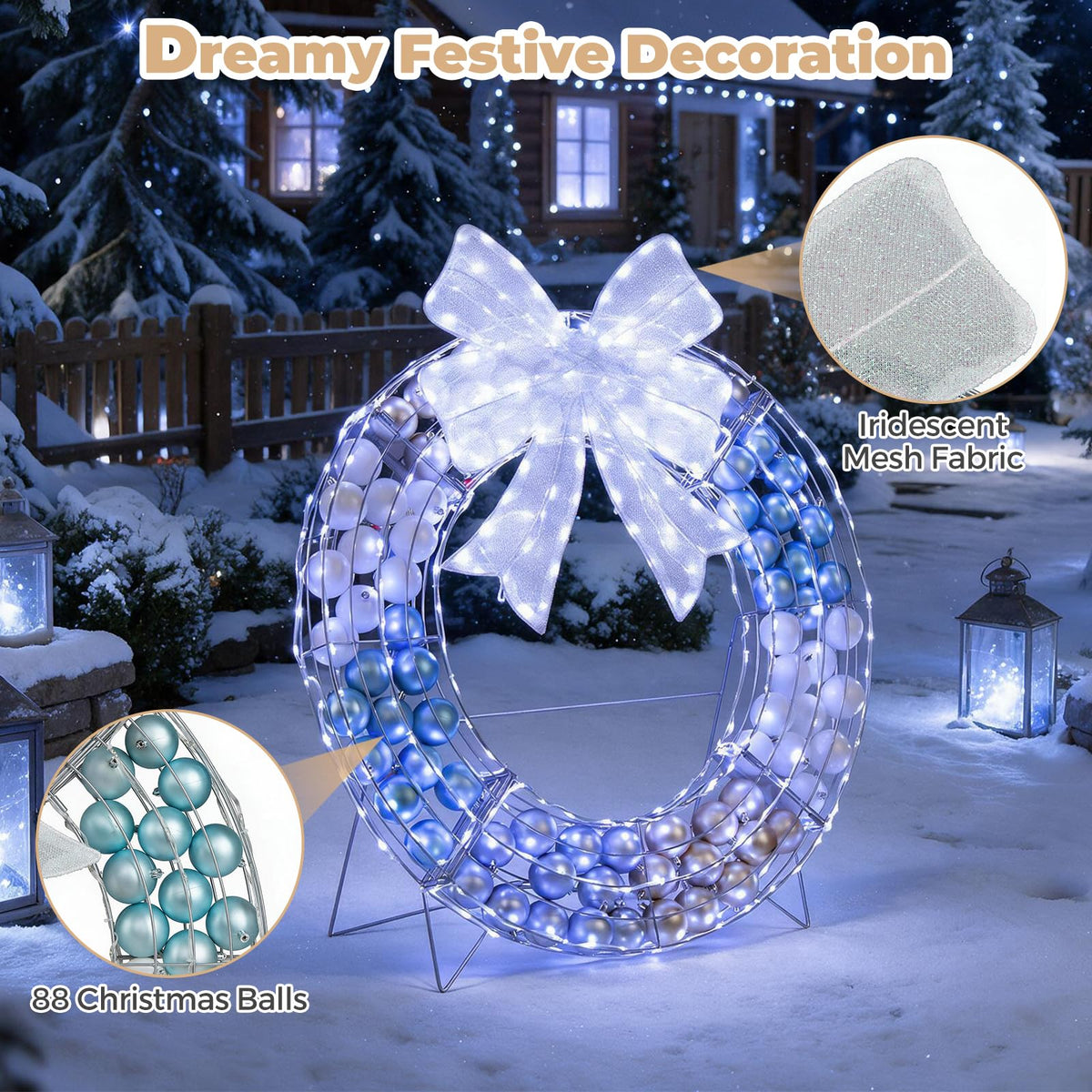 Tangkula 36" Lighted Christmas Wreath Decoration