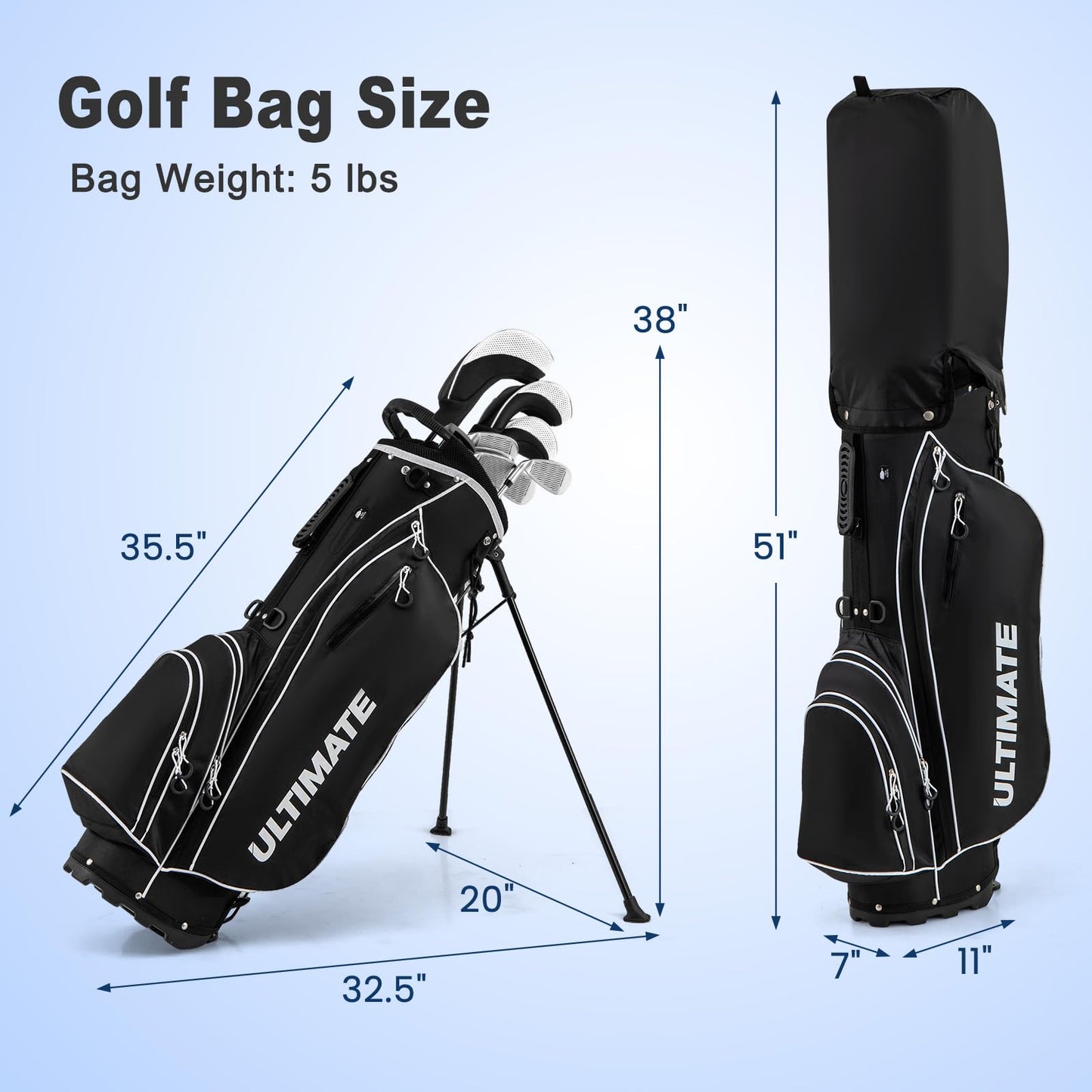 Tangkula 9/10/12 Pieces Men's Complete Golf Clubs Set