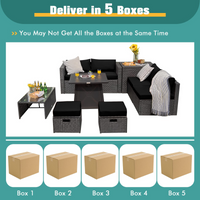 Tangkula 9 Piece Patio Furniture Set w/30 Inches Propane Fire Pit Table, 50,000 BTU Heat Output