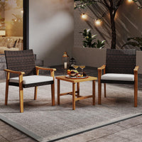 Ensemble de mobilier de patio en osier PE Tangkula 3 pièces pour véranda