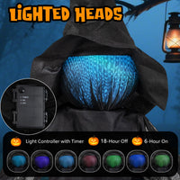 Tangkula 9.3 FT Outdoor Halloween Decoration Light Up Witch Stakes Set of 3