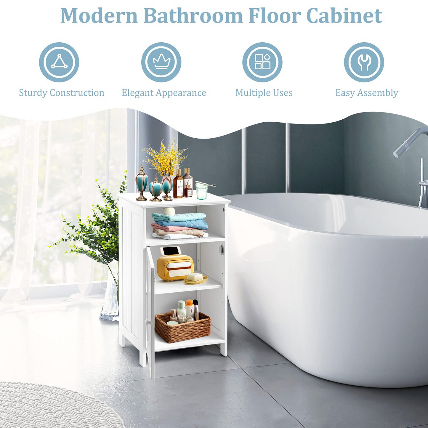 Tangkula Bathroom Floor Storage Cabinet