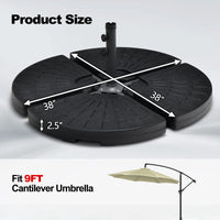 Tangkula Pied de parasol déporté 4 pièces 84 kg, base lestable à eau et sable, support de parasol d'extérieur robuste