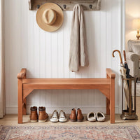 Tangkula Outdoor Backless Wood Bench with Support Handles