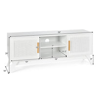 Tangkula Rattan TV Stand for TVs Up to 65 Inches with Cable Holes for Bedroom Living Room