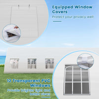 Tangkula 20x40 Ft Heavy Duty Party Tent, Large White Event Tent with Sidewalls, Zippered Door & 12 Windows