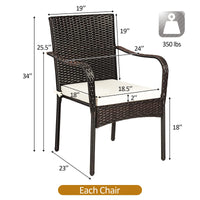 4 Pieces Patio Rattan Dining Chairs, Outdoor Stackable Wicker Chairs with Comfortable Cushions and Armrests