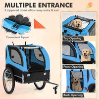 Tangkula Dog Bike Trailer, Breathable Mesh Dog Cart with 3 Entrances, Safety Flag
