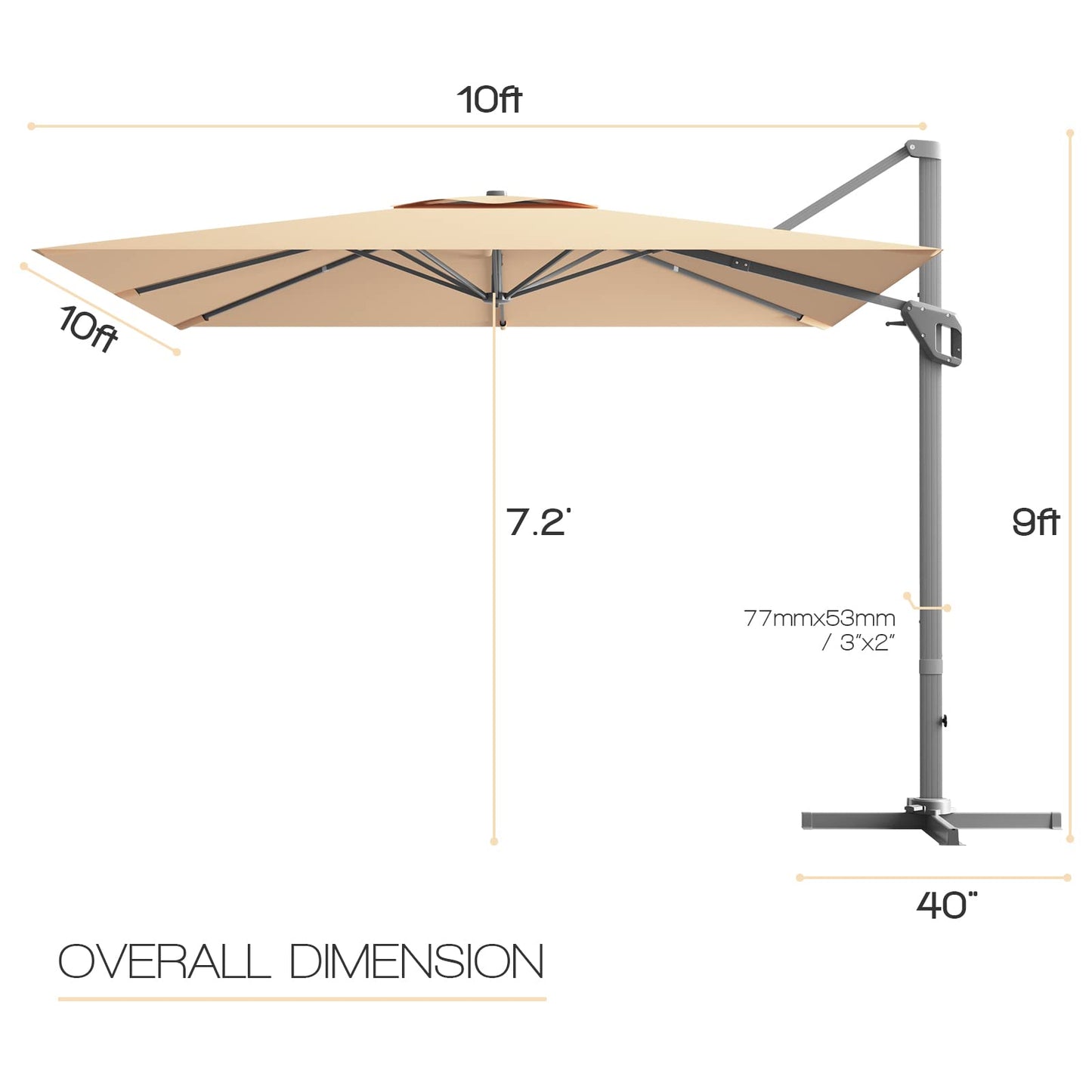 Tangkula 10FT Patio Cantilever Umbrella for Garden