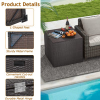 Tangkula 72 Gallon Square Deck Box, Patio Mix Brown Rattan Storage Container