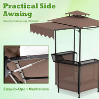 Tangkula 3 Piece Patio Bar Set | Grill Gazebo & 2 Foldable Bar Stools with Awning