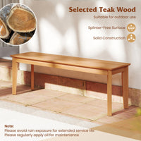 Tangkula 55" Teak Wood Bench 3-Person Backless Seating