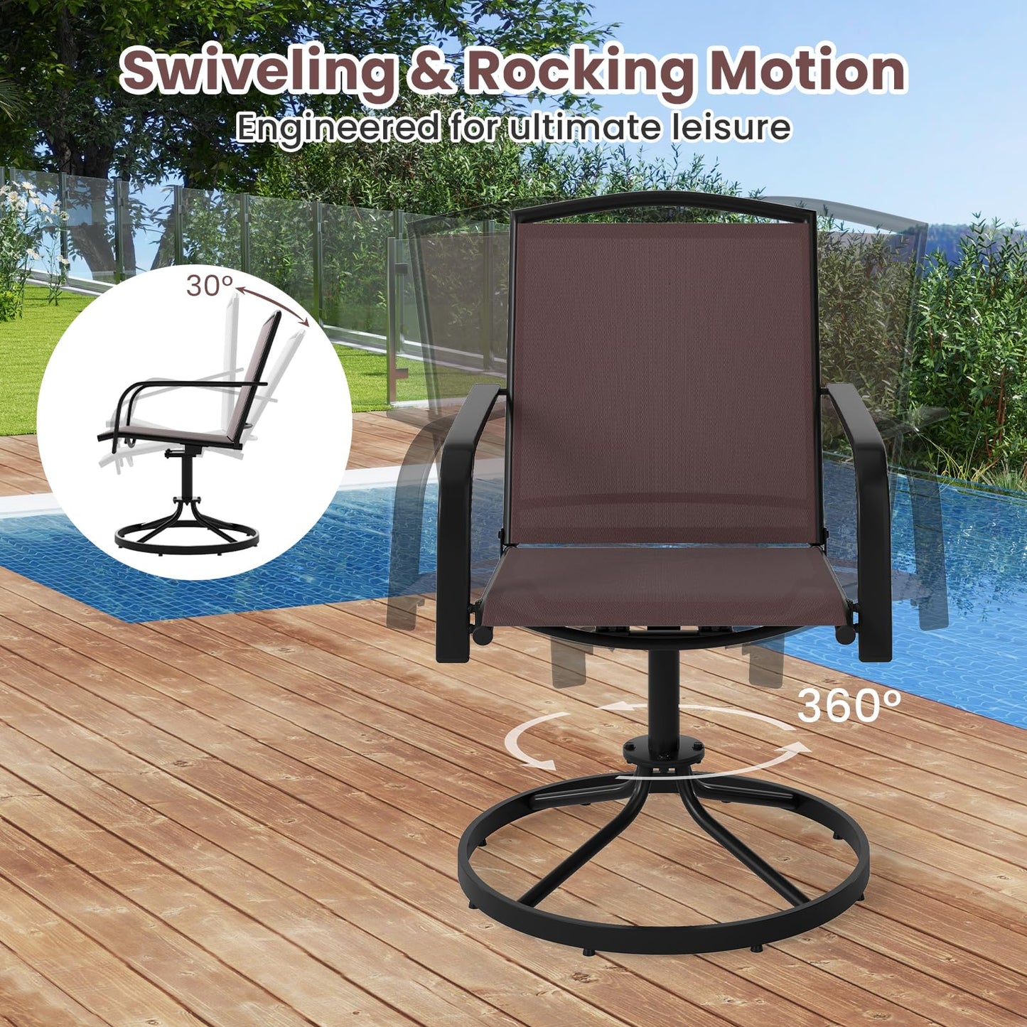 Tangkula Outdoor Swivel Chairs Set with High Back