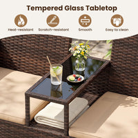 Tangkula Outdoor Loveseat with Built-in Table and Soft Cushions