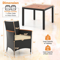 Tangkula 5 Pieces Patio Dining Table Set for 4