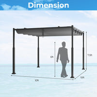 Tangkula 10x10Ft Pergola, Patio Pergola with Retractable Sun Shade Canopy