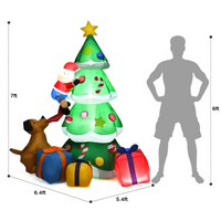 Tangkula 7 Ft Inflatable Christmas Tree with Santa Claus Dog & Gift Boxes