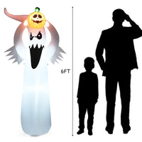 Tangkula 6Ft Halloween Inflatable Terrible Ghost w/Pumpkin