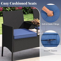 Tangkula Patio Loveseat with Built-in Table