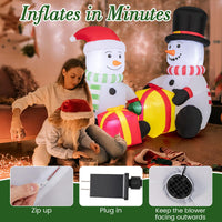 Tangkula 5 FT Christmas Inflatables, 2 Cute Blow-up Snowman with Gift Boxes