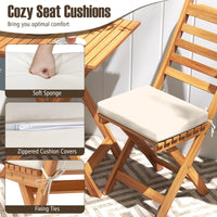 Tangkula Outdoor Wood Bistro Set Folding Chair Table Set