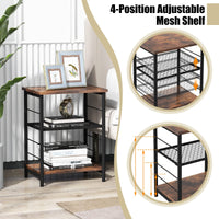 Tangkula Industrial End Table 3-Tier Side Table with Height Adjustable Metal Mesh Shelf